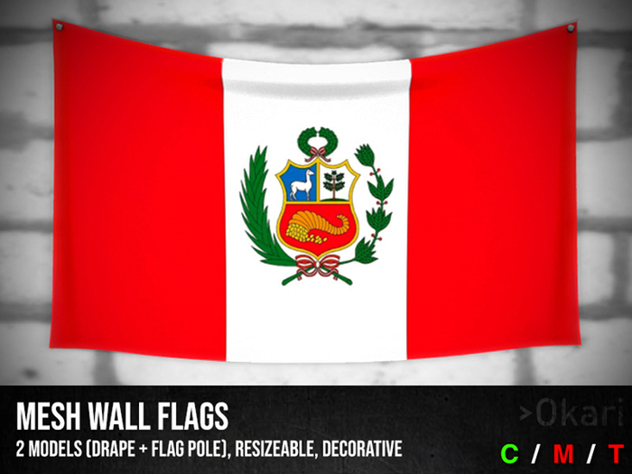 Peru wall flags (wall flag pole and drape)