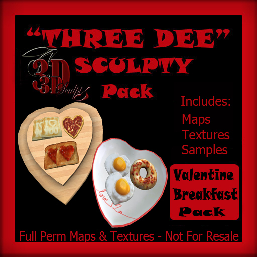 "Three Dee " Valentine Breakfast Sculpty Pack