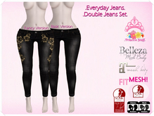 .Princess Stuff. [Skinny Everyday Jeans] *Black & Gold Flowers*