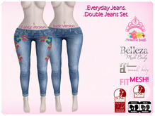 .Princess Stuff. [Skinny Everyday Jeans] Lt Denim&Flowers Set!
