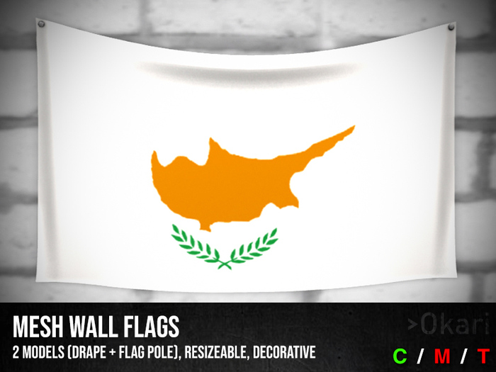 Cyprus wall flags (wall flag pole and drape)