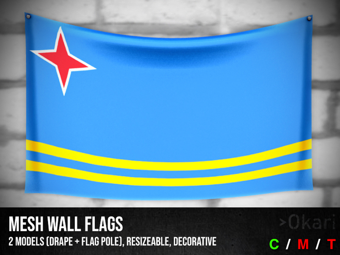 Aruba wall flags (wall flag pole and drape)