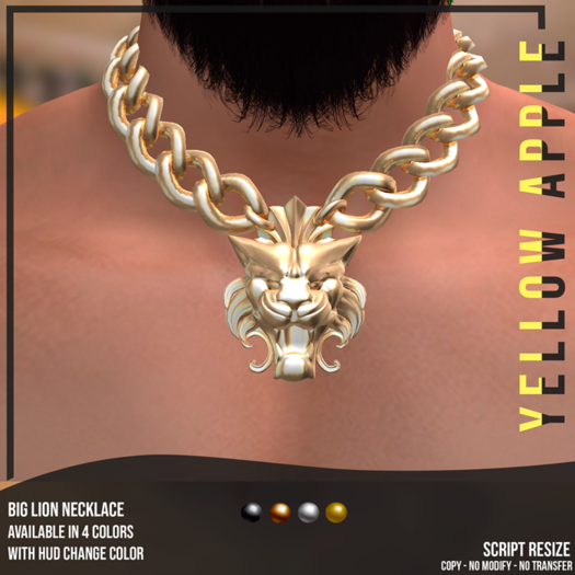 Yellow Apple - Big Lion Necklace