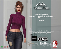 *HH* Ladies Mesh Nora Cropped Turtleneck Berry