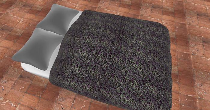 (In)Discretions Dark leaves scripted bed blanket