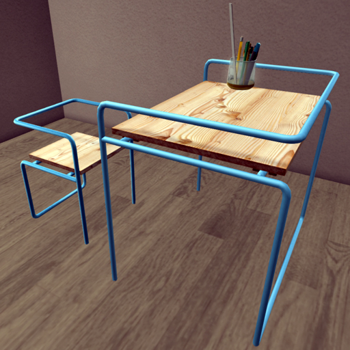 PLAAKA SchoolDesk, Chair, Pen holder // Cyan