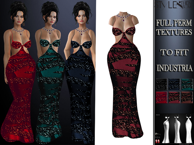 STYLES -INDUSTRIA Bust cup dress - Texture FULL PERM - v6.2bordeaux
