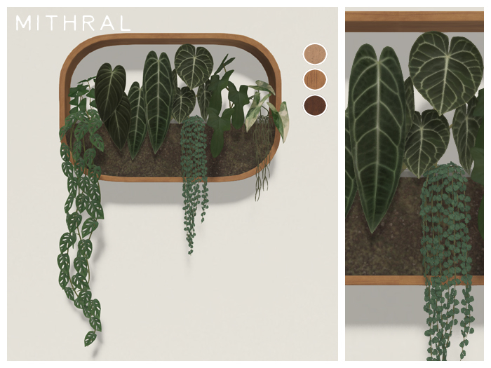 Mithral * Rounded Wall Planter (Wood Pack)