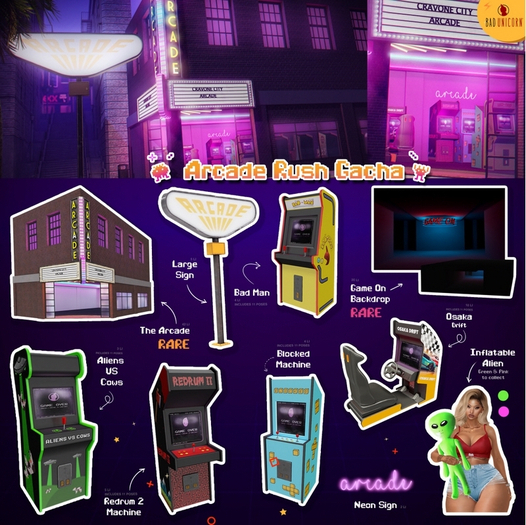 [Bad Unicorn] Game On Backdrop - Arcade Rush Gacha RARE (boxed)