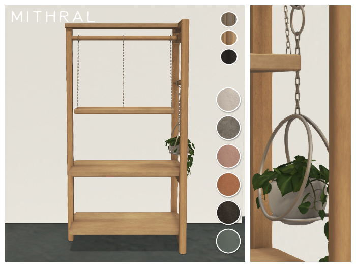 Mithral * Wooden Rack Shelf w/ Plant Fat Pack