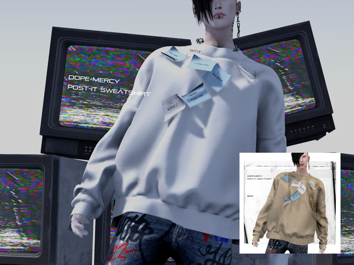 [Dope+Mercy] Post-it Sweatshirt_Beige