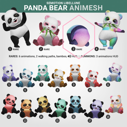 SEmotion Libellune Panda Bear Animesh #3 RARE