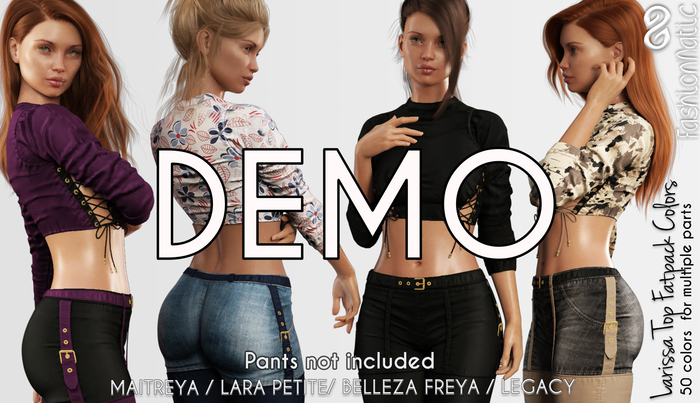 Demo Larissa Female Top Fatpack Colors - Maitreya Lara, Lara Petite, Belleza Freya, Legacy - FashionNatic