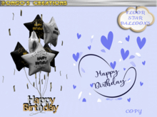 BMC3334 - HAPPY BIRTHDAY BLACK & SILVER STAR - BALLOONS WITH GOLD STREAMERS.