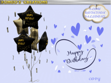 BMC3335 -  SLOW ROTATION - HAPPY BIRTHDAY BLACK & GOLD STAR BALLOONS.