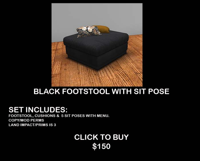 Black Footstool With Sit Poses & Menu