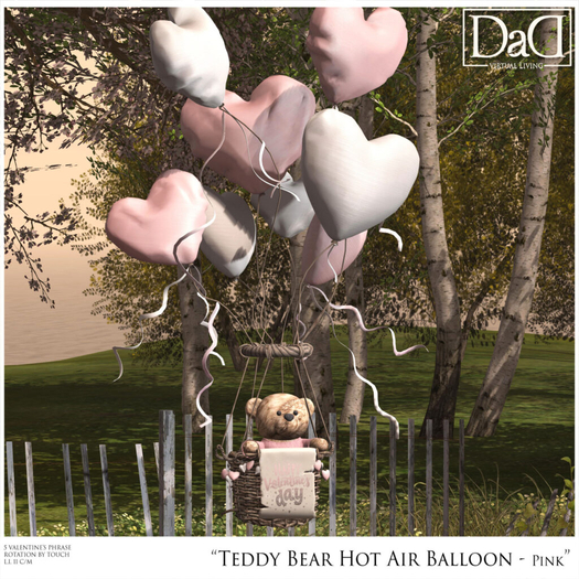 Teddy Bear on Hot Air Balloon - Pink