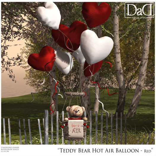 Teddy Bear on Hot Air Balloon - Red