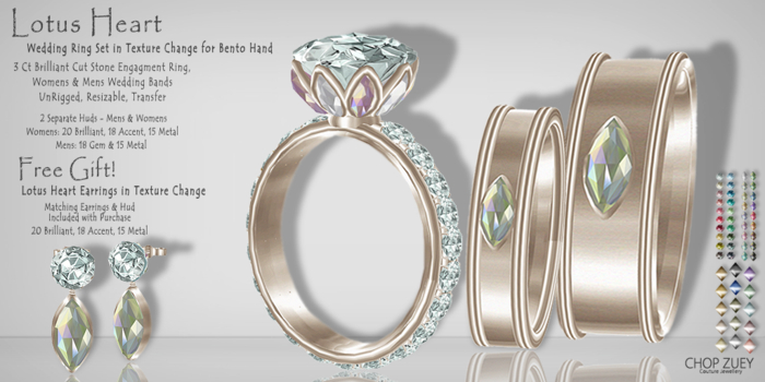 Lotus Heart - Bento Wedding Ring Set - TxChnge by Chop Zuey Couture Jewellery