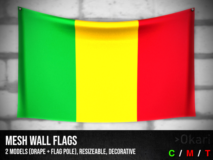 Mali wall flags (wall flag pole and drape)