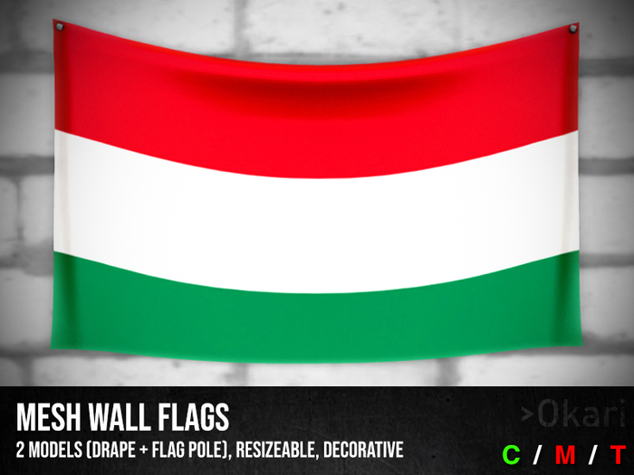 Hungary wall flags (wall flag pole and drape)