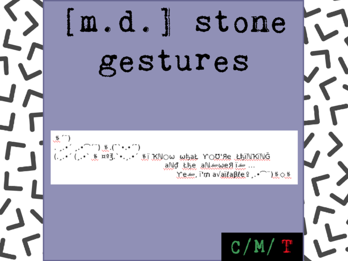 /I'mAvailable. By [m.d.] stone gestures