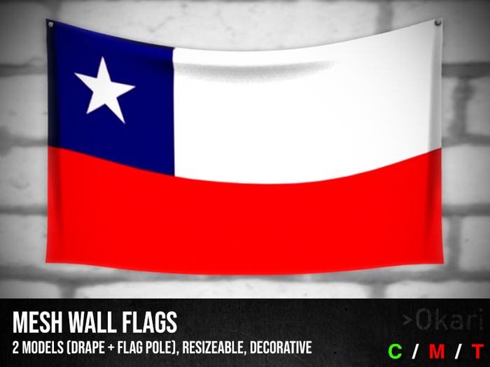 Chile wall flags (wall flag pole and drape)