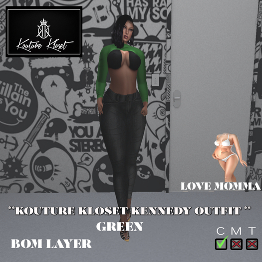 *KK KENNEDY OUTFIT  MOMMA GREEN (ADD TO UNPACK)