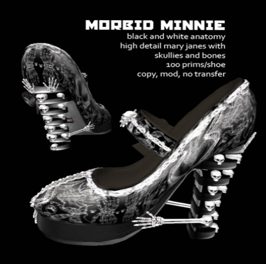 Grim Bros. Morbid Minnie bw anatomy (update) - mary janes- BOXE