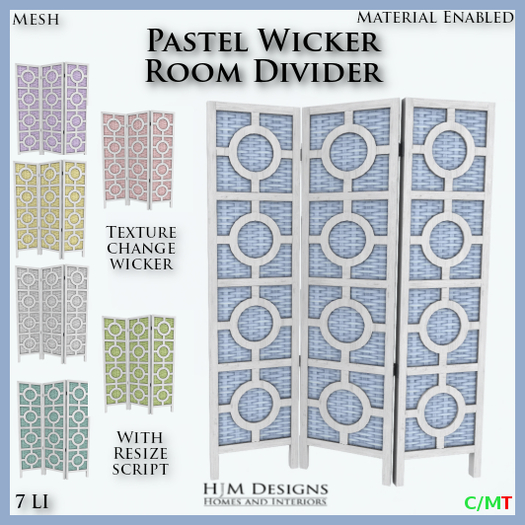 Pastel Wicker Room Divider