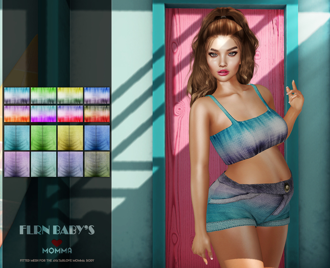 [FLRN DESIGN] - MOMMA GRADIENT JEANS TOP AND SHORTS FATPACK