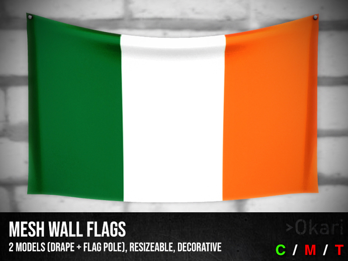 Ireland wall flags (wall flag pole and drape)