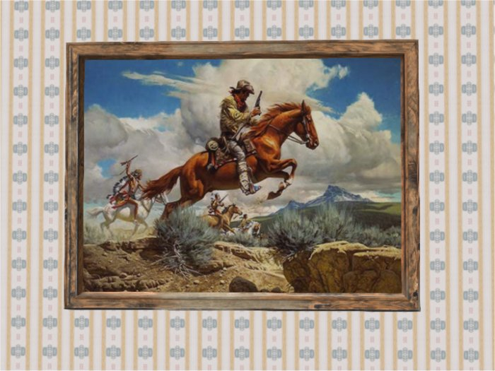 Framed Pony Express Painting