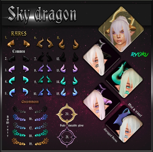 - Ryoku - Sky Dragon Horns V02  [Blue sapphire] 10.  COMMON