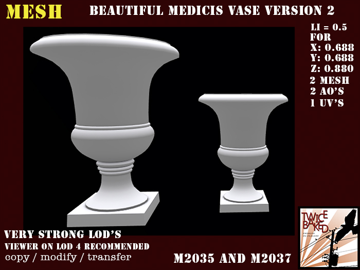 "TB" Beautiful Medicis vase planter v2 M2035 M2037