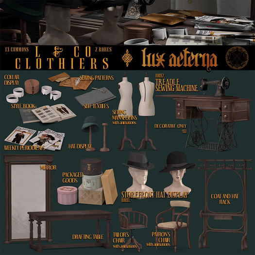 + LUX AETERNA [L & Co. Clothiers] Treadle Sewing Machine RARE