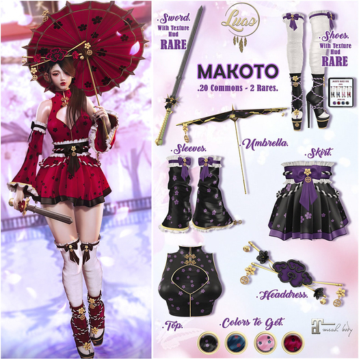 Luas Makoto Blue e Coral Set Common 5Pcz