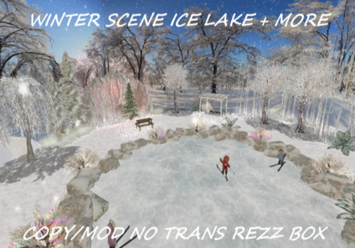 WINTER SCENE ICE RINK LAKE REZZ BOX 