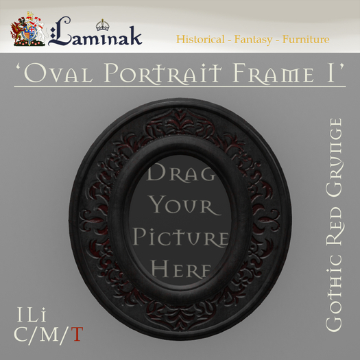Laminak - Oval Picture Frame 1 - Gothic Red Grunge