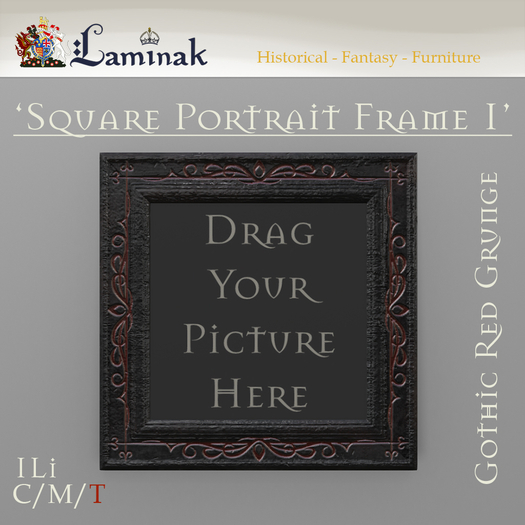 Laminak - Square Picture Frame 1 - Gothic Red Grunge