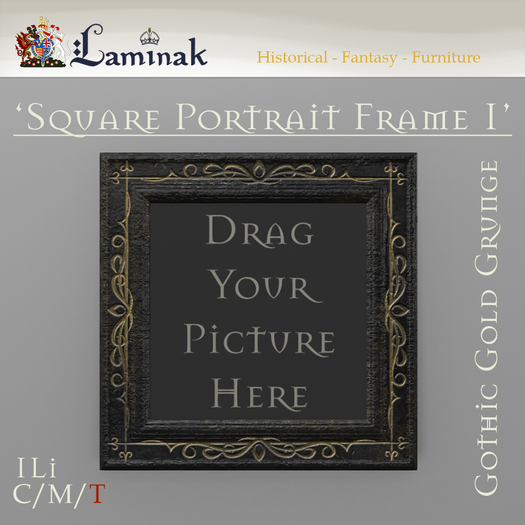 Laminak - Square Picture Frame 1 - Gothic Gold Grunge