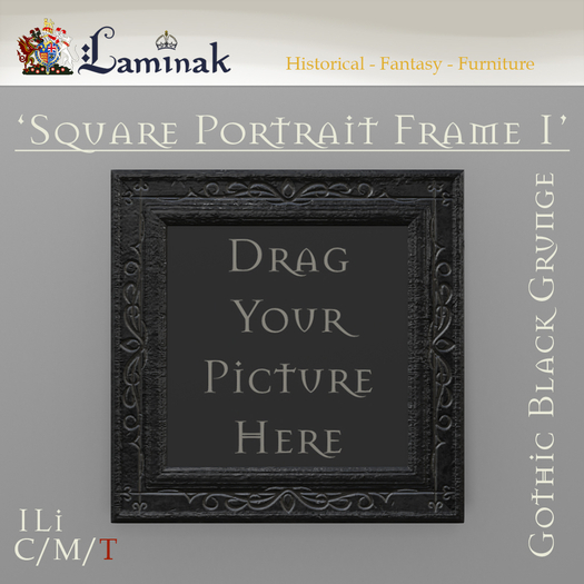 Laminak - Square Picture Frame 1 - Gothic Black Grunge
