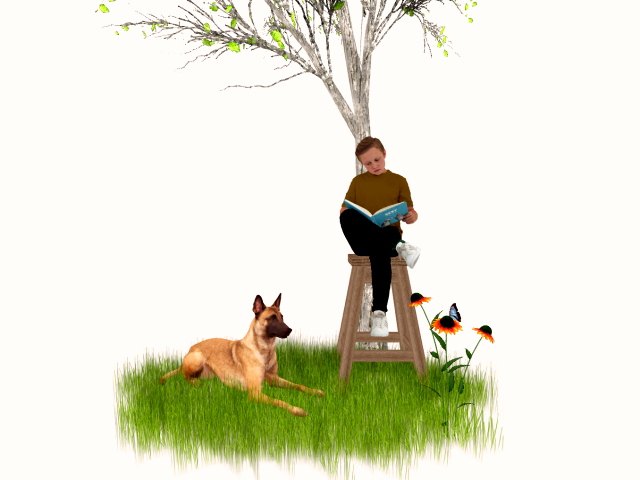 Mesh Boy with Dog