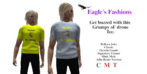 **Eagle's Fashion** Grey/yellow Ol' Drone Tee Mens