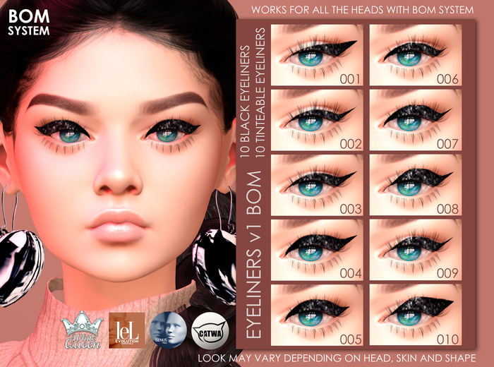 BOM Eyeliner v1 - Black & Tinteable - White Queen