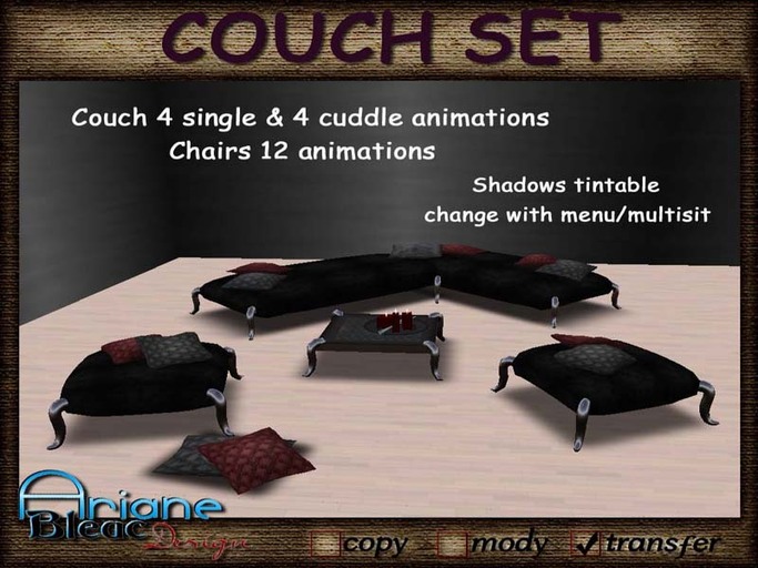 GOTHIC LOUNGER SOFA SET BLACK VAMPIRE