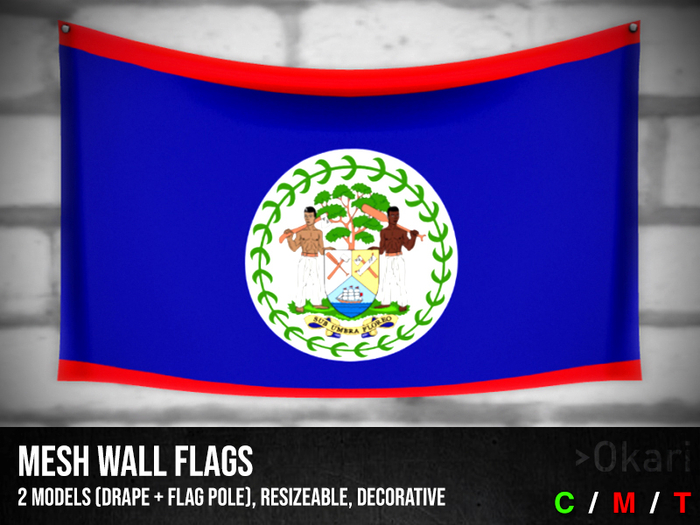Belize wall flags (wall flag pole and drape)