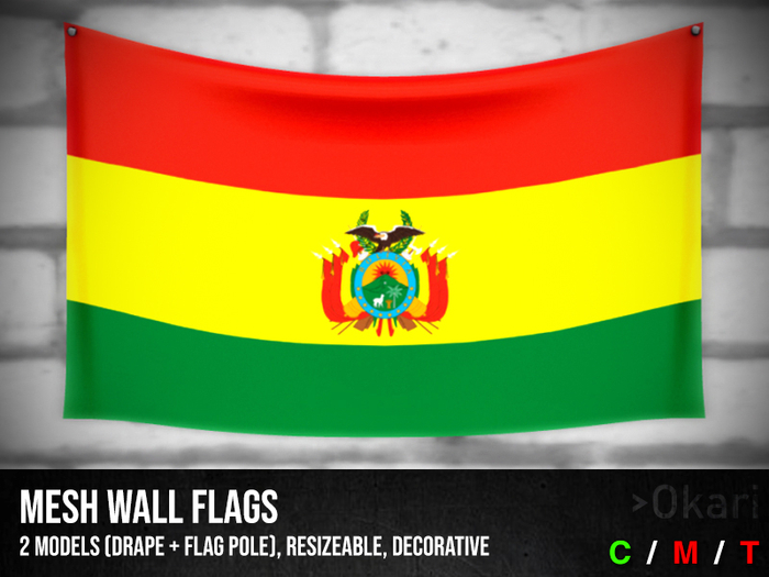 Bolivia wall flags (wall flag pole and drape)