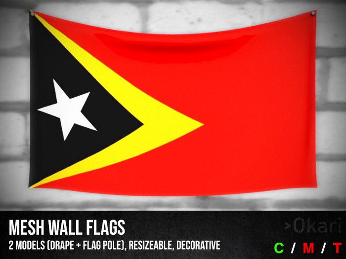 East Timor wall flags (wall flag pole and drape)