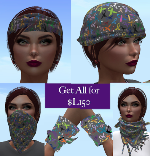 All Colors Ribbon Gray Bandana BOX
